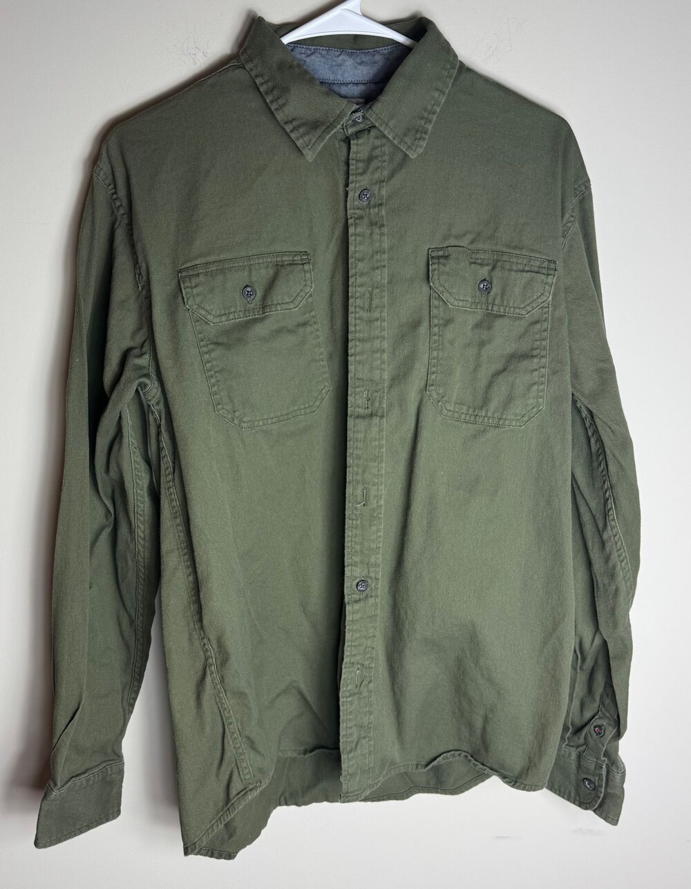 Wrangler Olive Green Long Sleeve Button-Up Shirt